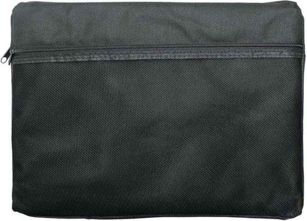 Grand sac A4 noir zippé en toile résistante pour dossiers rigides