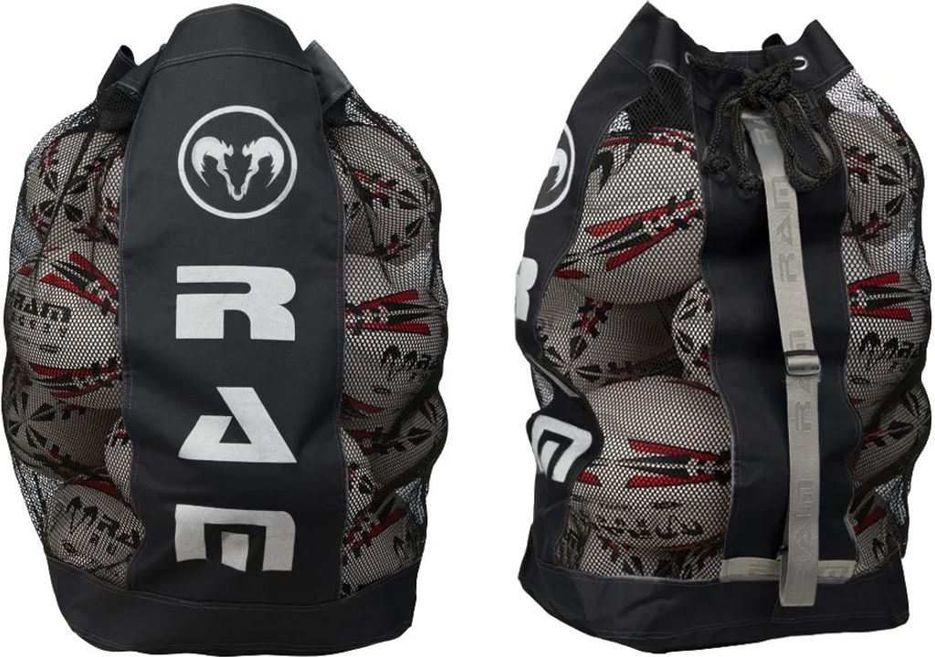 RAM - Verstellbares, atmungsaktives Mesh-Ballnetz mit Schnur - Schwarz - 16 Bälle