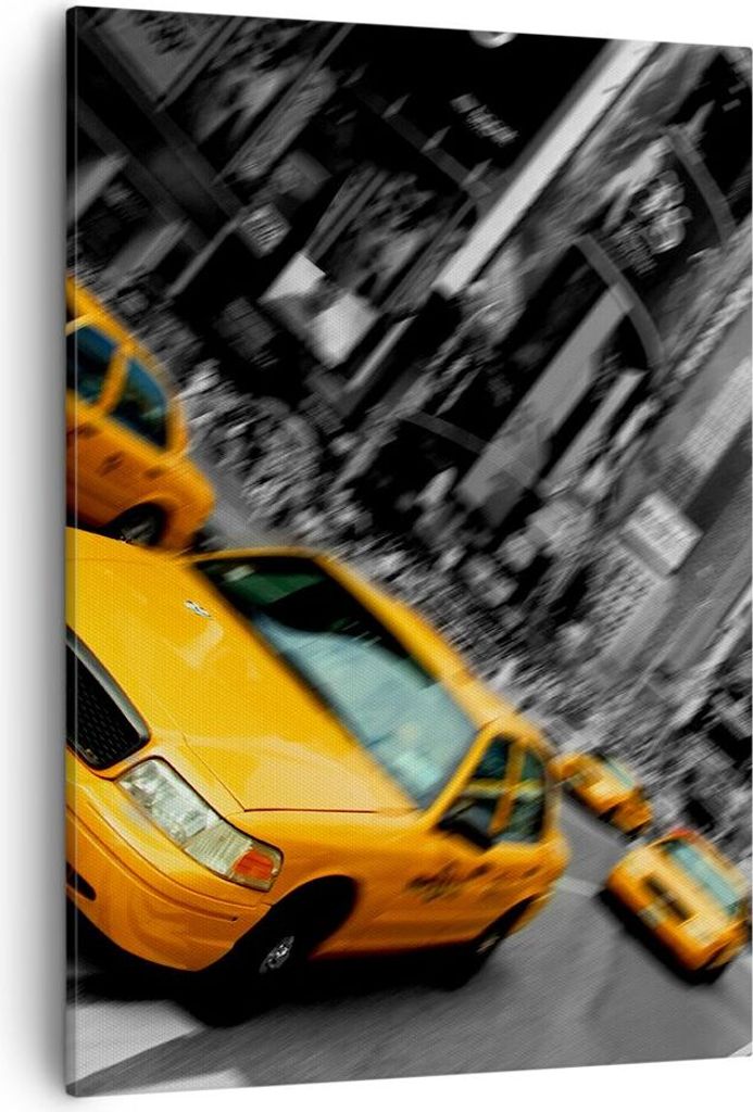 Bild auf Leinwand - Leinwandbild - Einteilig - Amerika taxi stadt - 50x70cm - Wand Bild - Wanddeko - Wandbilder - Leinwanddruck - Wanddekoration - ...