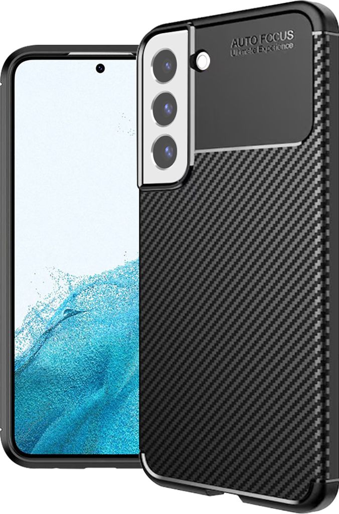 Techsuit Carbon Fiber Back Cover Hülle für Samsung Galaxy S22 - Schwarz