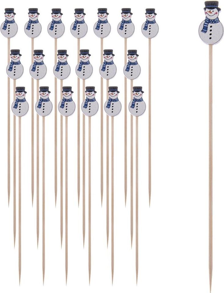 Bambus-Snackstäbchen Schneemann 13 cm 20 Stück