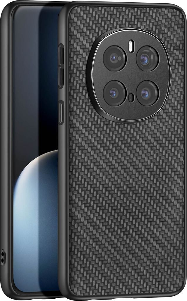 Avizar, Karbonhülle für Honor Magic 7 Pro Geflochtenes Leder Silikonrand, Schwarz