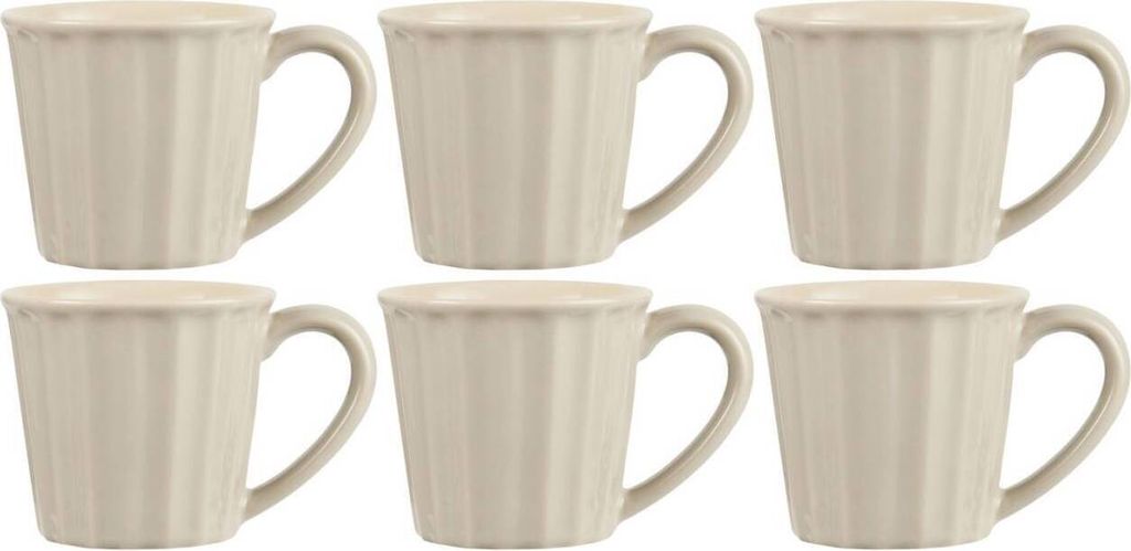 6er SET Becher, Tassen MYNTE Latte für 250ml creme beige Steingut Ib Laursen
