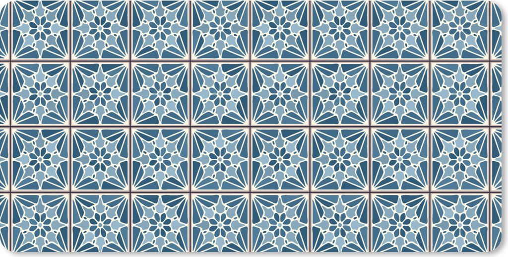 MuchoWow Schreibtischunterlage Blau - Muster - Fliese 80x40 cm - XXL Mauspad - Gaming Mauspad