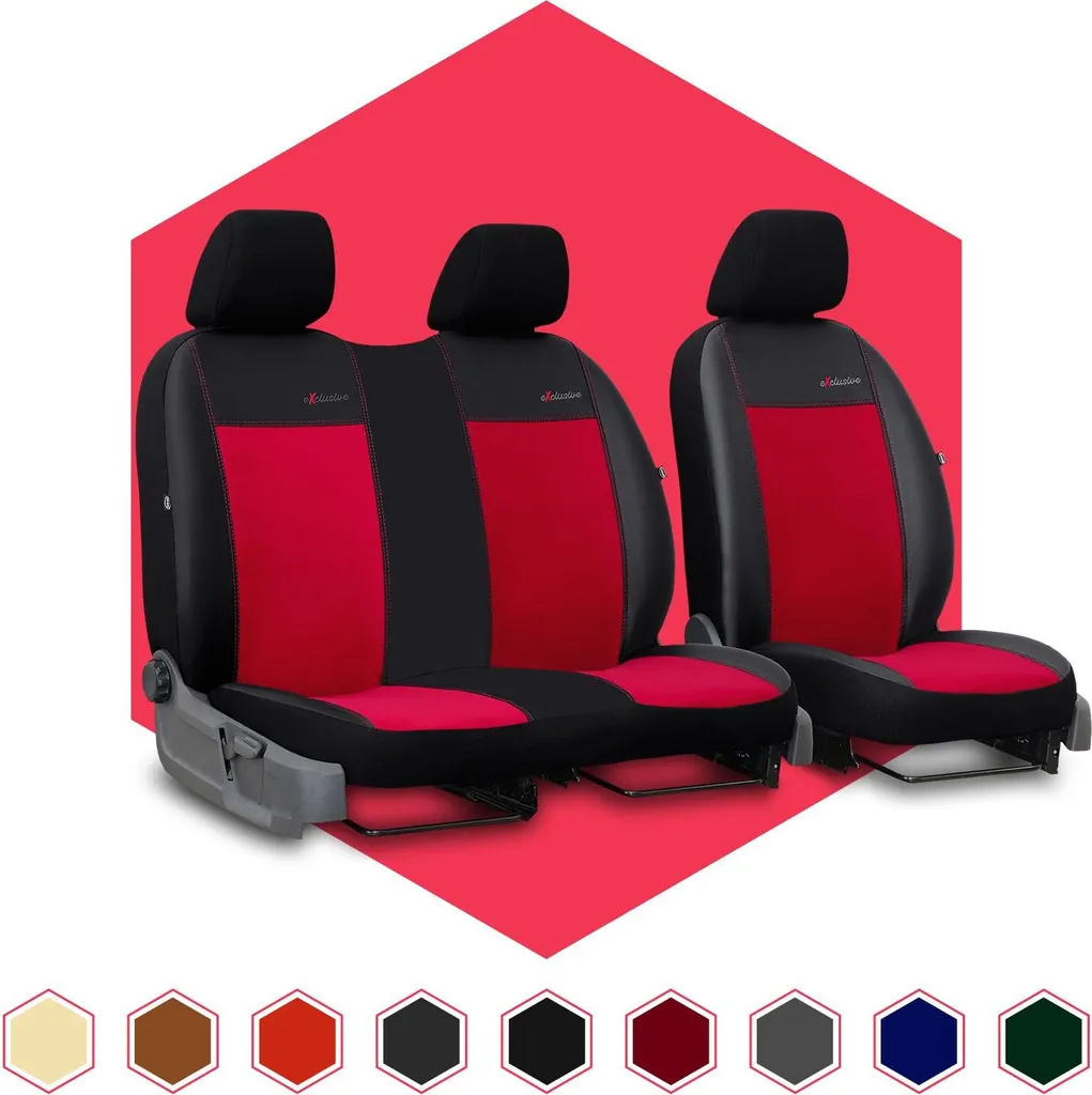 Coprisedili auto Coprisedili universali per Volkswagen Transporter T5 Rosso 1+2 BUS