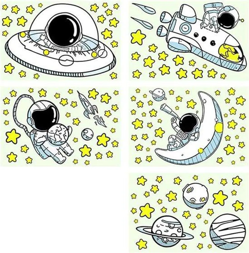 Autocollants muraux phosphorescents Planètes Ruche pour enfant - 5 pièces