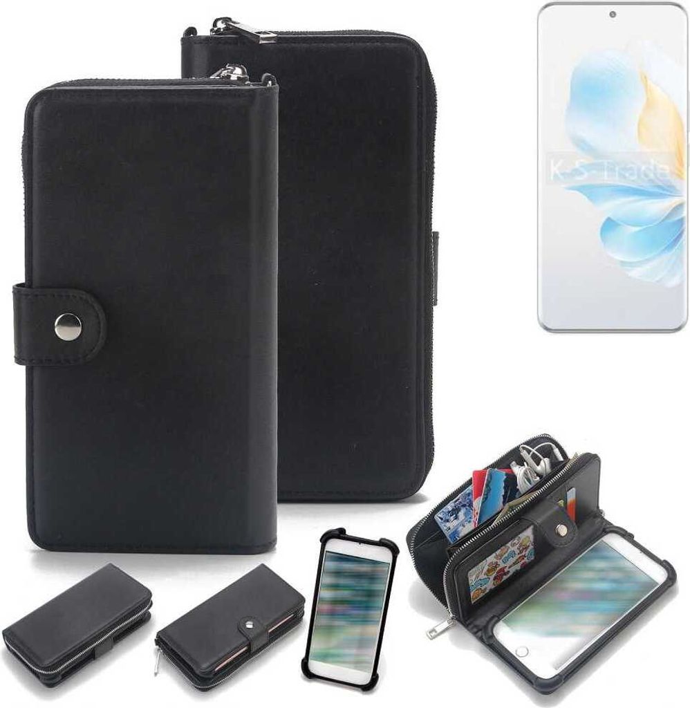 K-S-Trade 2in1 Handyhülle Schutzhülle kompatibel mit Honor 100 Pro & Portemonnee Cover Handy Hülle Case Etui Geldbörse Wallet Bookstyle Hülle