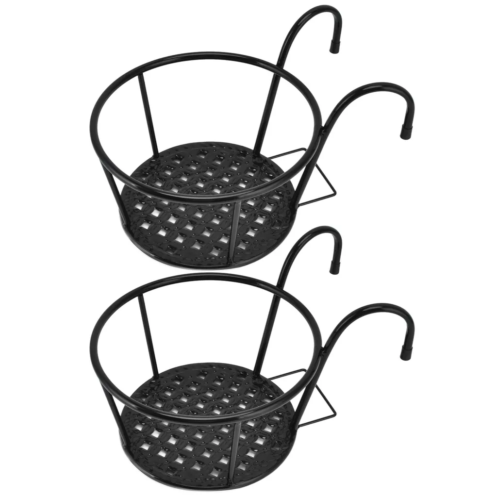 Support de fleurs robuste en fer suspendu pour garde-corps et véranda