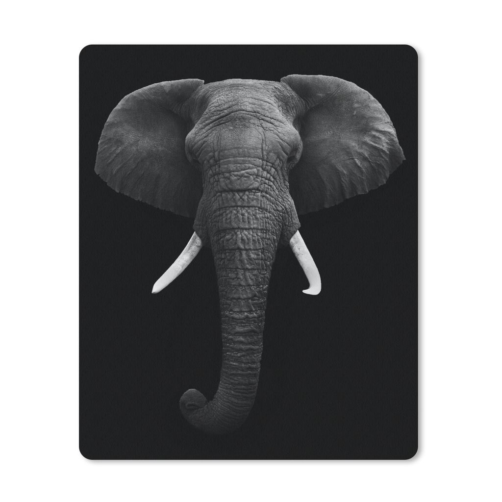 MuchoWow Mauspad Mousepad Elefant - Wildtiere - Schwarz - Weiß - Porträt 30x40 cm - Mousepads - Maus Mat - Pad - Mausunterlage - Mausmatten