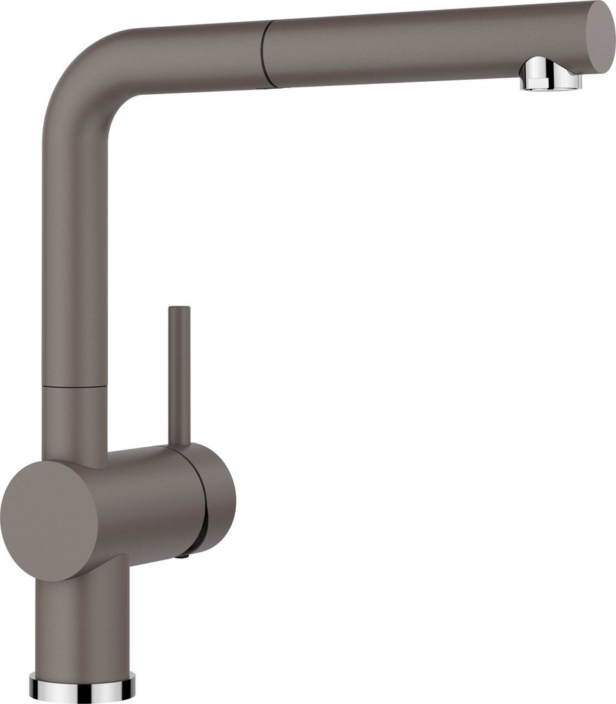 A modern kitchen faucet with a pull-out spray.