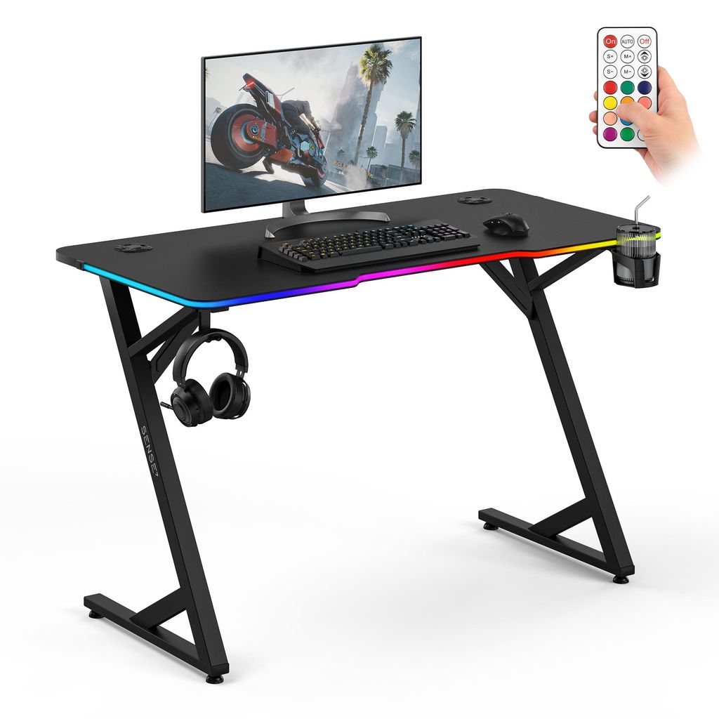 Sense7 VOLT RGB, scrivania da gaming, 120x60 cm, nera, con Immagine del prodotto 