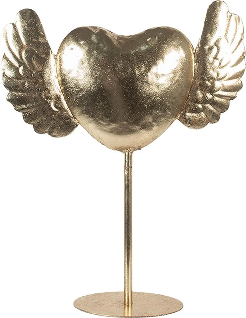 Décoration de Table Cœur en Métal Doré Géant 47cm Style Baroque Moderne