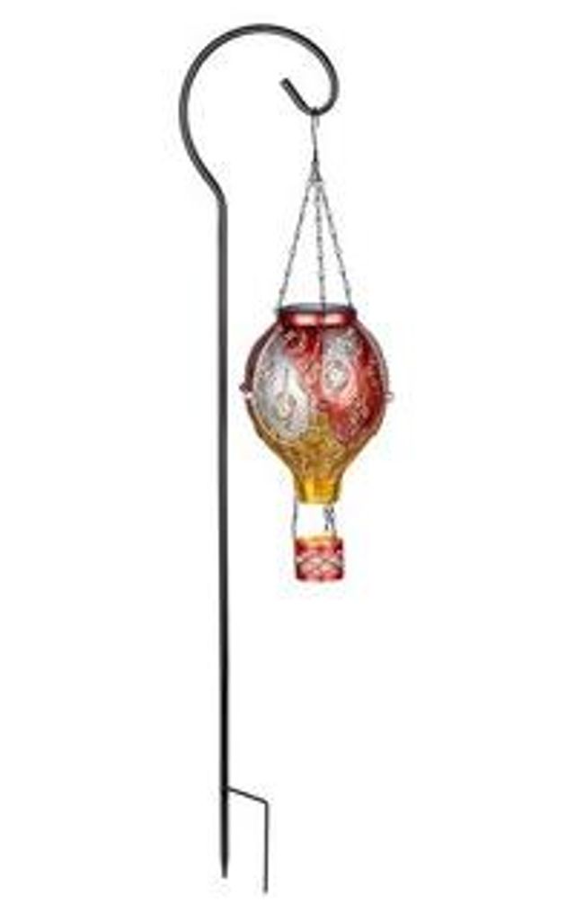 Solar Gartenstecker Heißluftballon LED Flammenlicht Metall Deko
