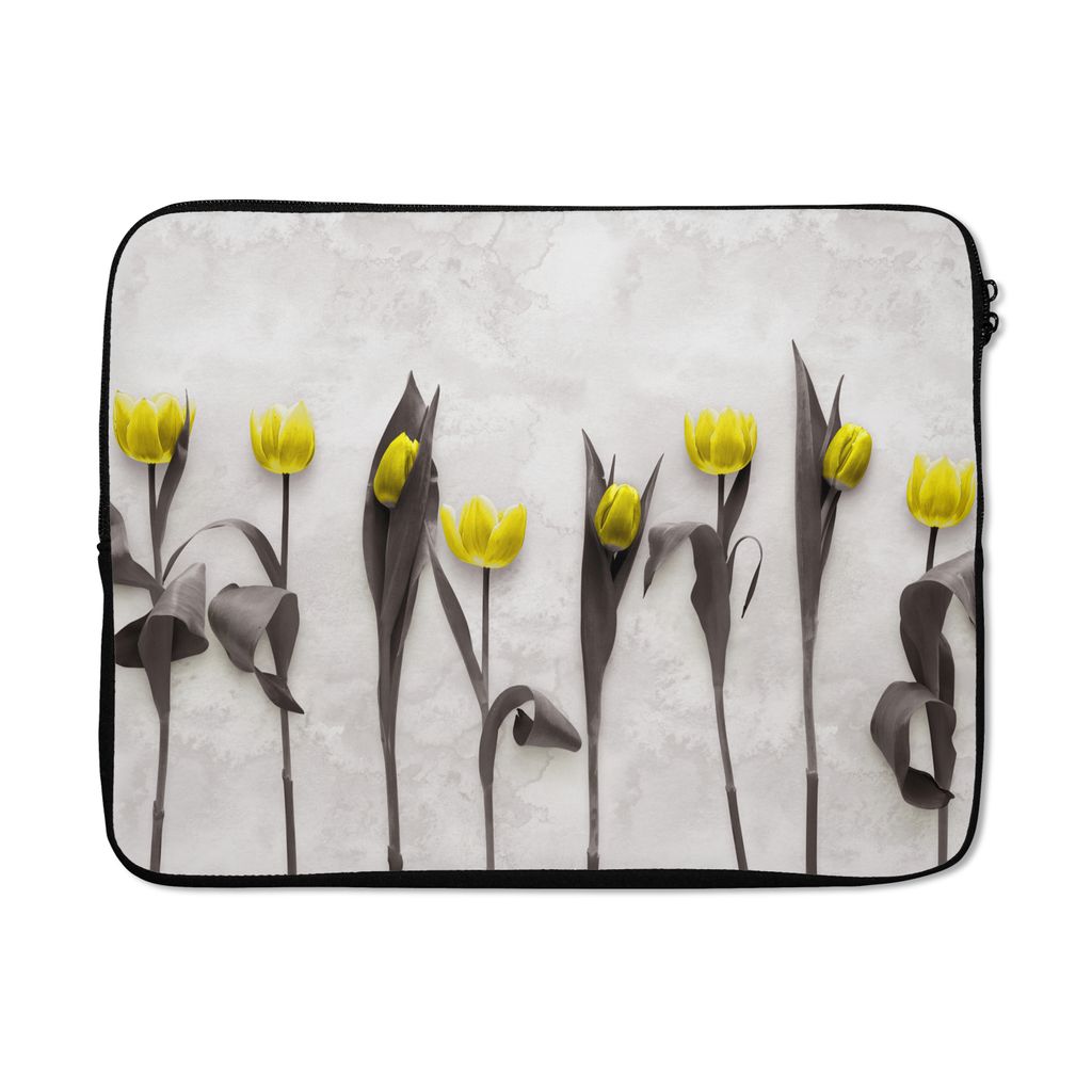 MuchoWow Laptop Hülle 17 Zoll Laptoptasche Blumen - Tulpen - Marmor - Zipper - Schutzabdeckung