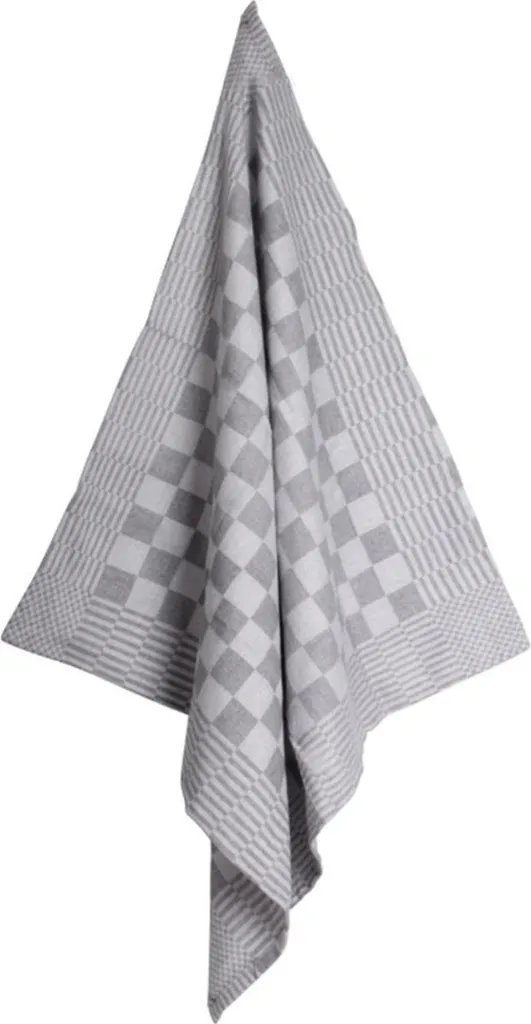 Torchon 70x70 cm gris motif losange en coton absorbant et grand format
