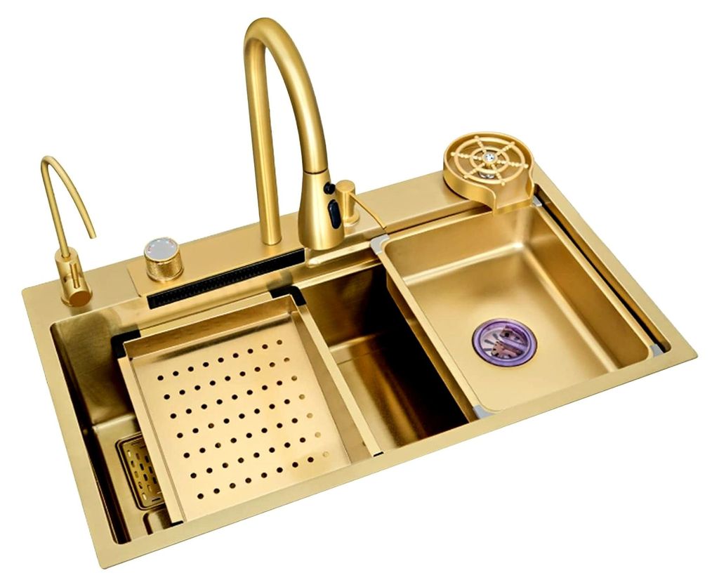 Edelstahl Küchenspüle mit Wasserhahn, quadratische Multifunktionsspüle für Küche und Bar, leicht zu reinigen, 3mm Dicke