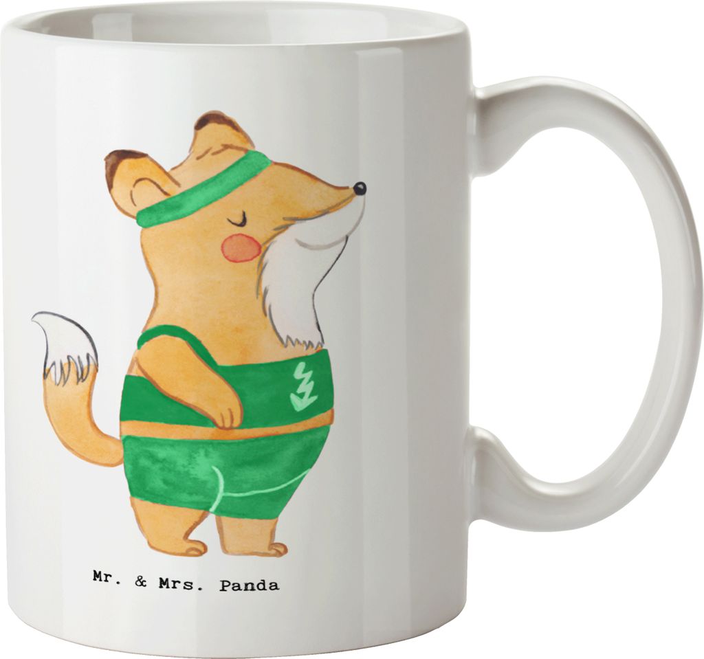 Mr. & Mrs. Panda haferl Sportler Herz - Weiß - Geschenk, Trinkbecher, Teetasse, Tasse, Kaffeebecher, Becher, Kaffeetasse