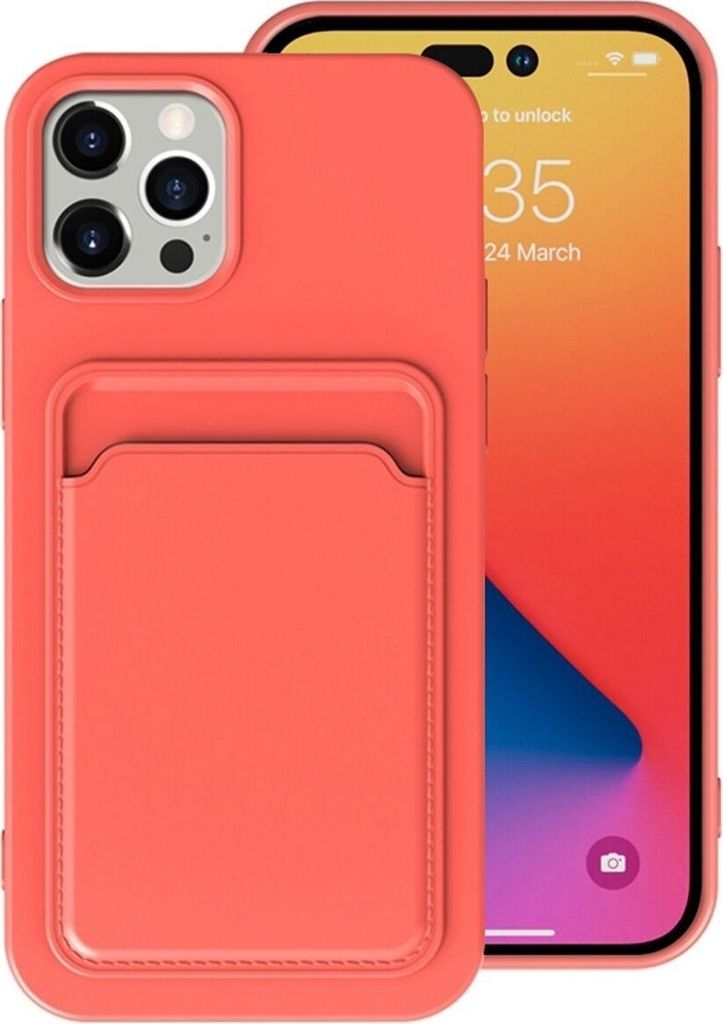 König Design Hülle kompatibel mit Apple iPhone 14 Pro Kunststoff Soft Handyhülle - Handy Case Rosa orange