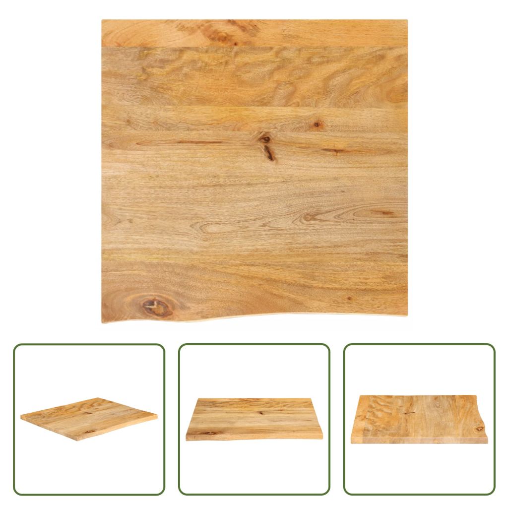 The Living Store Tischplatte mit Baumkante 80x80x3,8 cm Massivholz Mango