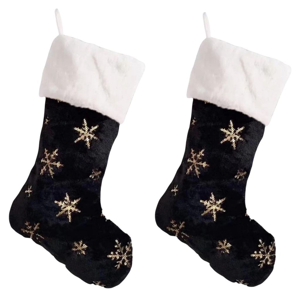 Weihnachtssocken Deko für Geschenke Schwarz 2 Stück 55 cm