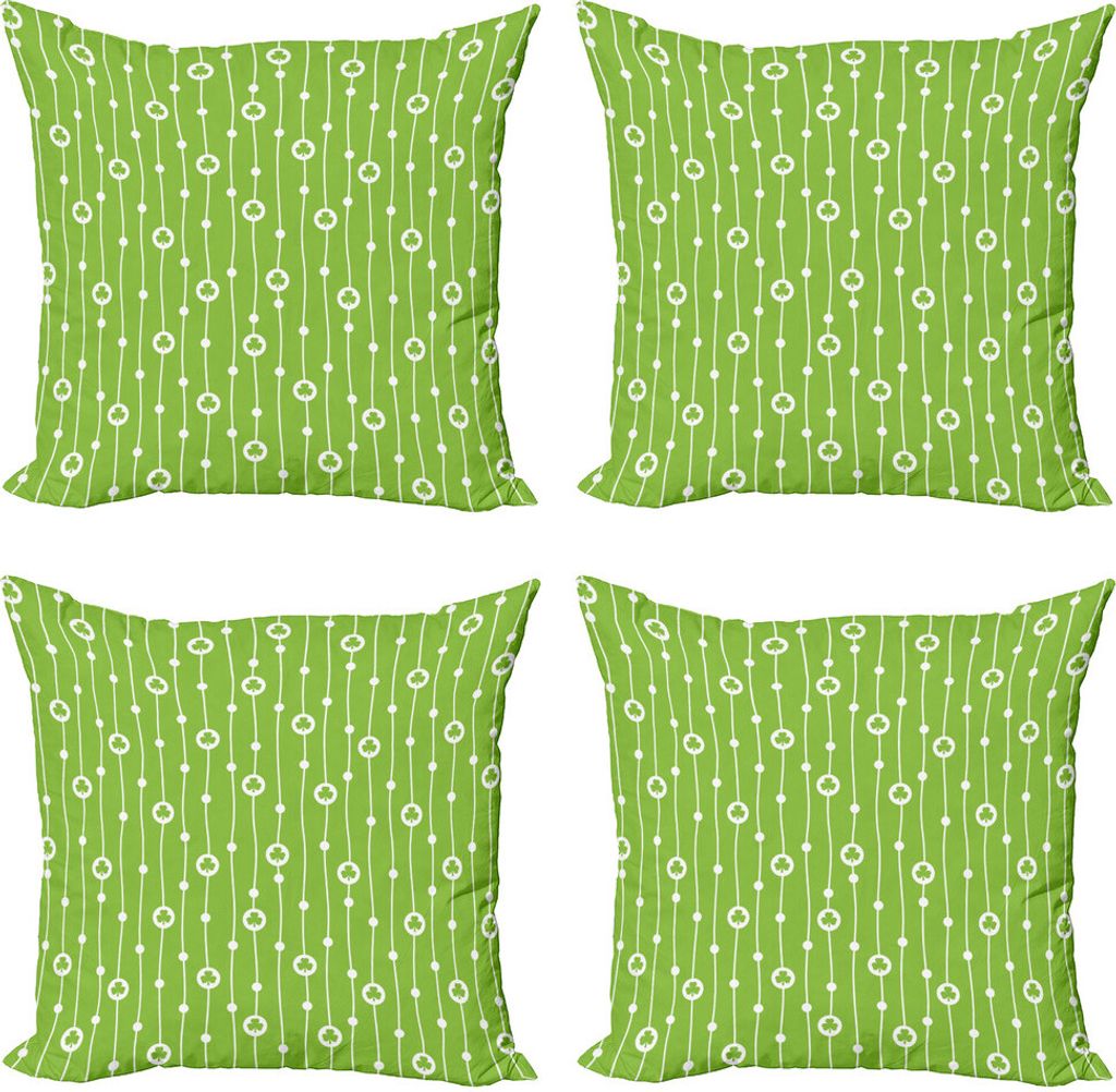 ABAKUHAUS irisch Kissenbezug Set (4 Stück), Trifolium gewellte Linien, Moderner Doppelseitiger Digitaldruck, 40 cm x 40 cm, Lime Green White