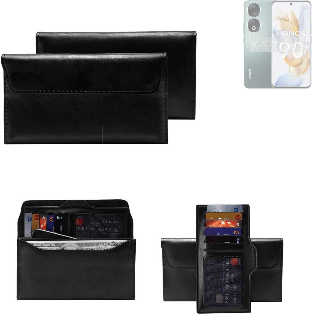 K-S-Trade Handy Hülle kompatibel mit Honor 90 Pro Schutz Hülle Tasche Schutz Case Handytasche Kunstleder schwarz, 1x