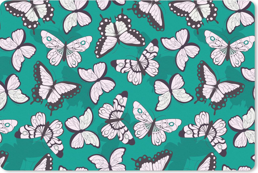 MuchoWow Schreibtischunterlage Mädchen - Schmetterling - Tiere - Muster - Mädchen - Kinder - Kinder 60x40 cm - XXL Mauspad - Großes Mauspad