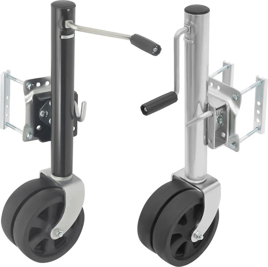 Anhänger Stützrad - Jockeyrad - Doppelrad - Tragfähigkeit 907 kg - Hub 26 cm - Schwarz