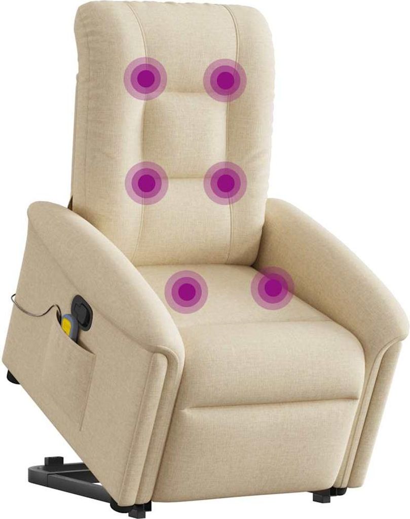 vidaXL Massagesessel mit Aufstehhilfe Creme Stoff
