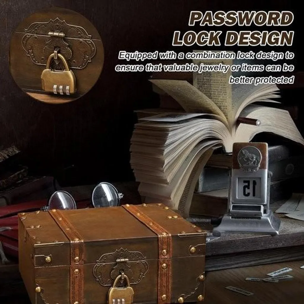 Coffret en bois vintage avec serrure à code sécurisée - Finition Artisan