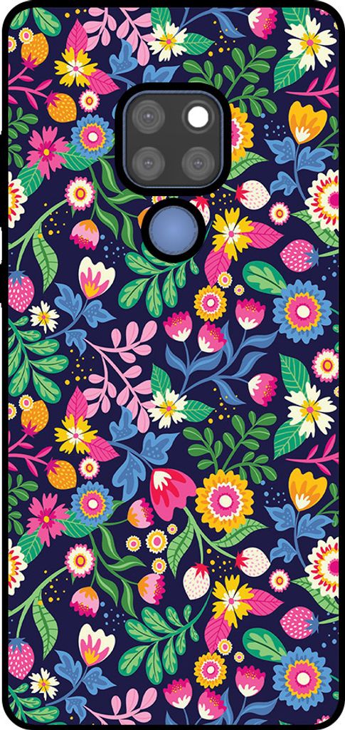 Smartphonica Handytasche Passend für Huawei Mate 20 mit Blumendruck - TPU Back Cover Case Blumendesign