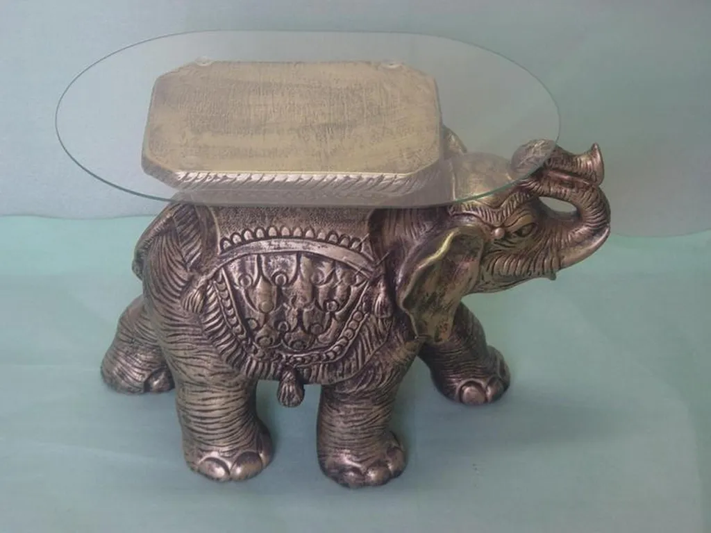 Canapé d'appoint avec table basse éléphant et plateau verre - Meuble - 2