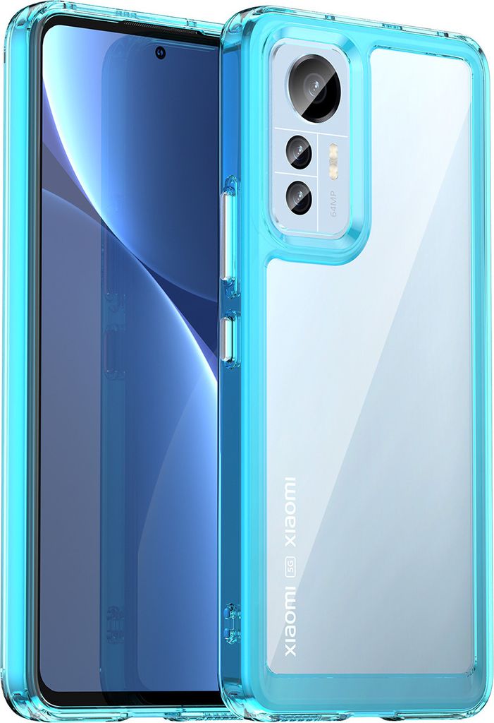 Xiaomi 12 Lite Hülle, Klar Rückseite Stoßfeste TPU Silikon Bumper Schutzhülle für Xiaomi 12 Lite Hellblau