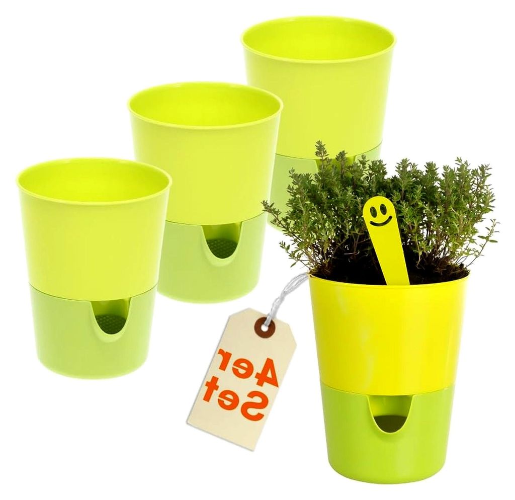 4er Set Kräutertopf Selbstbewässernd Selbstbewässerungstopf Kräutertopf Küche Basilikum Topf Blumentopf mit Bewässerungssystem Fensterbank Gr...