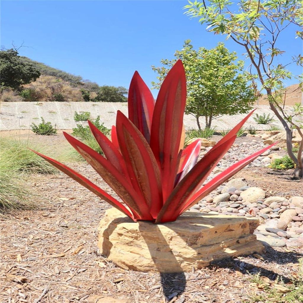 Antike Agavenskulptur zum Selbermachen, Metall-Agavenpflanze, Heimdekoration, antike handbemalte Metall-Agave, Garten-Art-Deco-Statue, Heimdekorati...