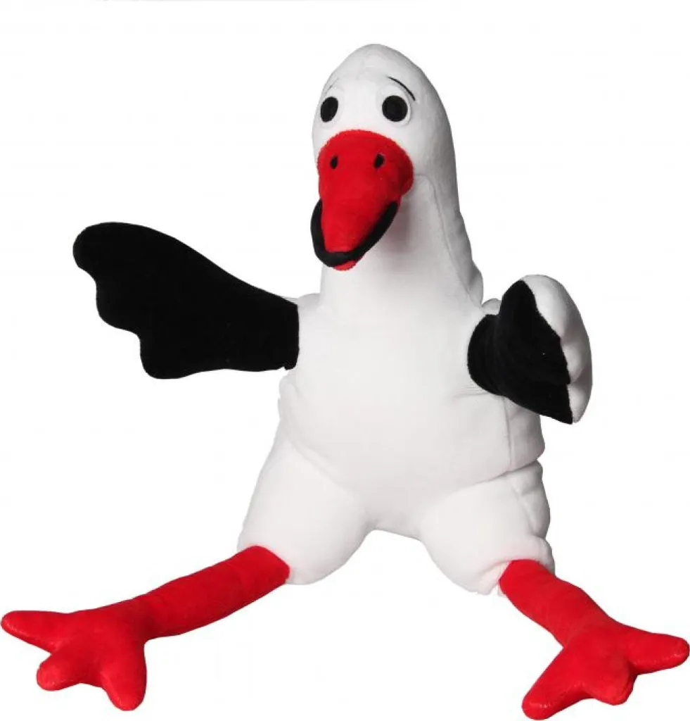 Marionnette cigogne pour animation scolaire et théâtre de marionnettes