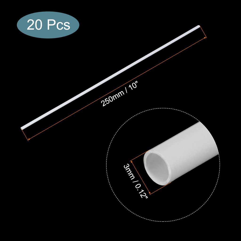 20 Stš¹ck Kunststoffmodellrohr ABS Rundrohr 3mmx250mm Wei? Einfache Verarbeitung fš¹r Architekturmodellbau DIY