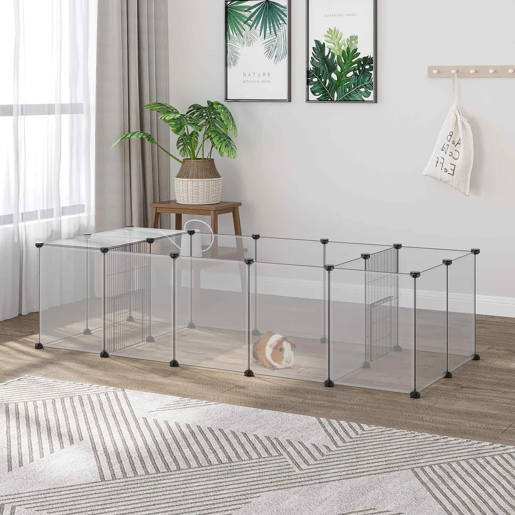 Espace de Jeu Modulable pour Lapins et Cochons d'Inde Intérieur Blanc