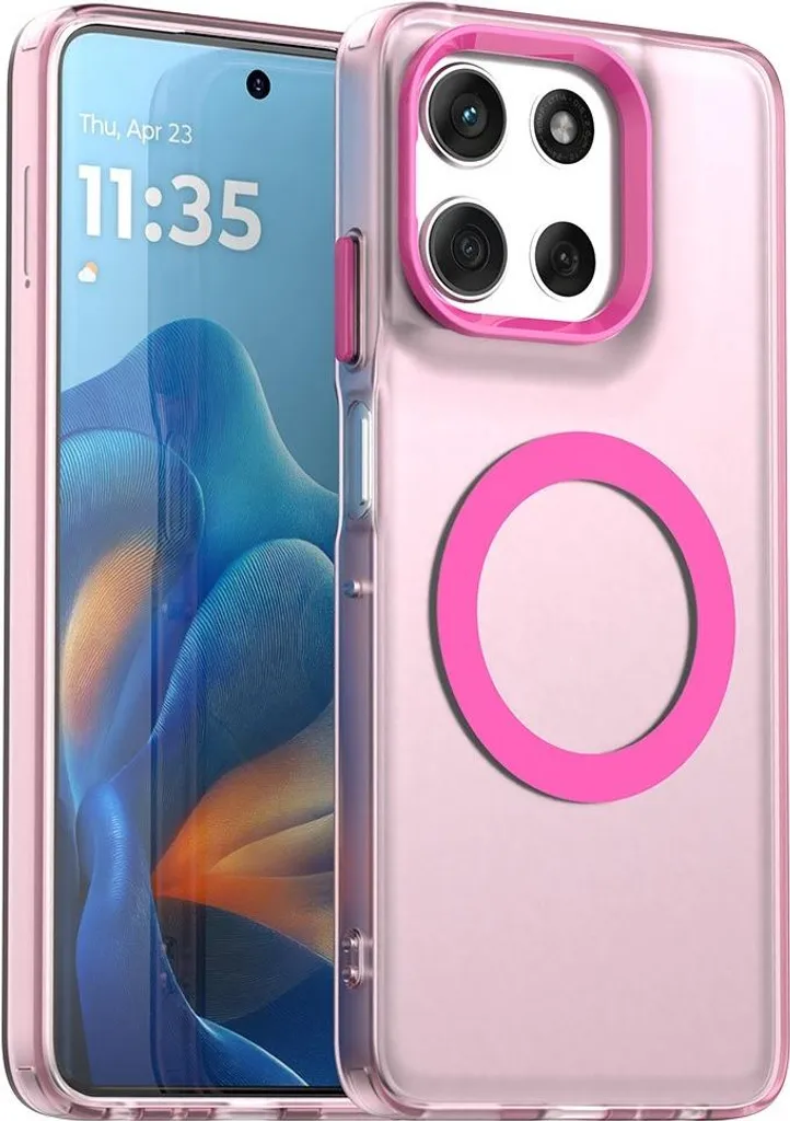Custodia MagSafe Moto G56 Rosa Opaco Phonesta - Cover Semi-Trasparente