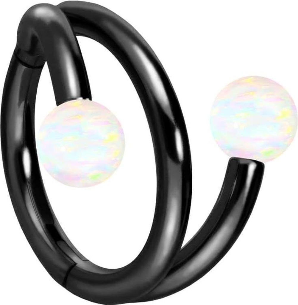 Ohrpiercing, Nasenpiercing, Septum Piercing Titan Segmentring Clicker mit Innengewinde 3 RINGE + 3 SYNTHETSCHE OPALE Schwarz Innendurchmesser: 12 mm