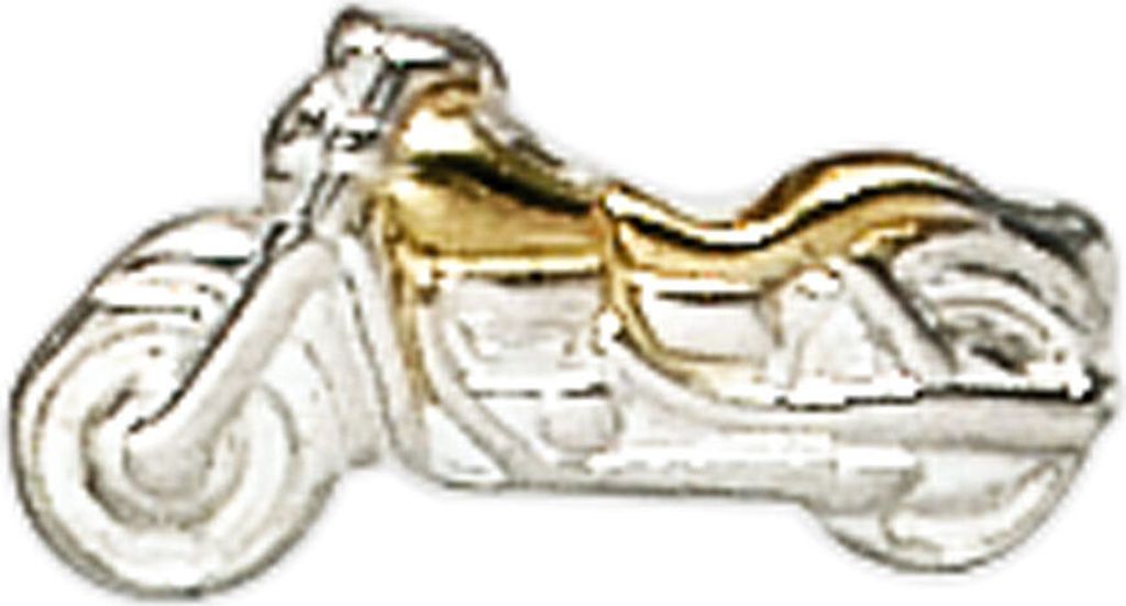 Einzel-Ohrstecker Stecker Motorrad Bike 925 Silber teilvergoldet Herren