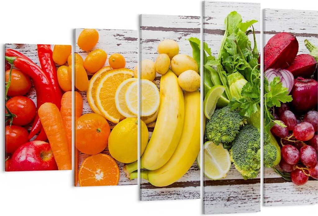 Bild auf Leinwand - Leinwandbild - Essen Gemüse Essen frisch - 150x100cm - Wand Bild - Wanddeko - Leinwanddruck - Bilder - Kunstdruck - Wanddekora...