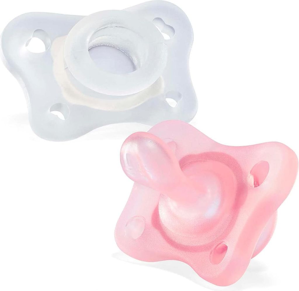 Schnuller für Neugeborene - Weicher Silikonschnuller - Unterstützt die physiologische Atmung - Geeignet für 0-2 Monate - Rosa