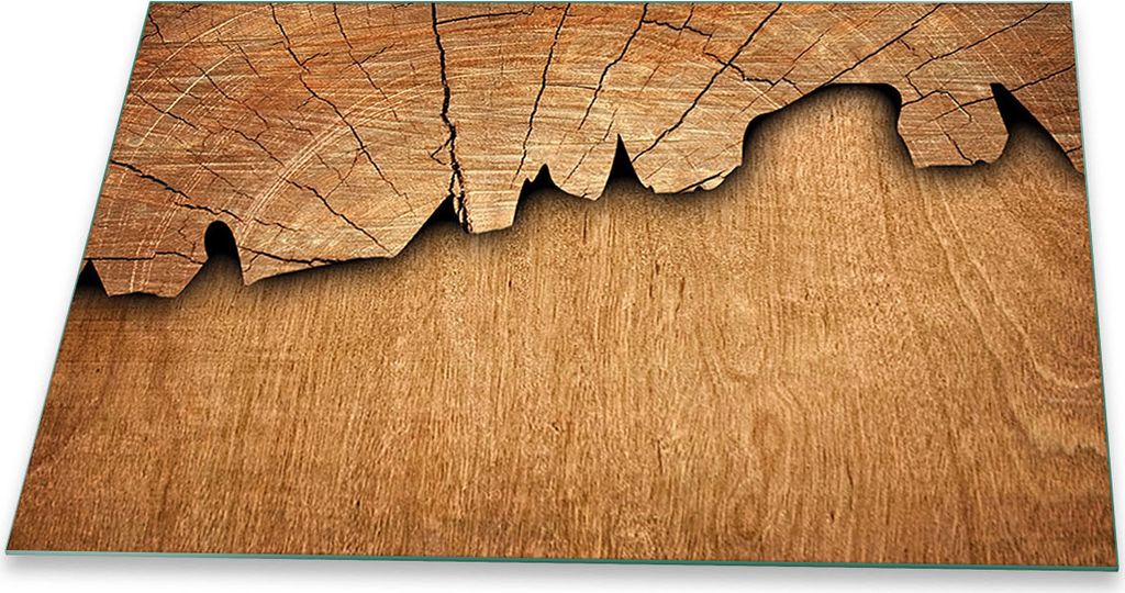 Herdabdeckplatte Abdeckung Glaskeramikfeld Abdeckplatte 1-Teilig 80x52 Holz Braun Glas