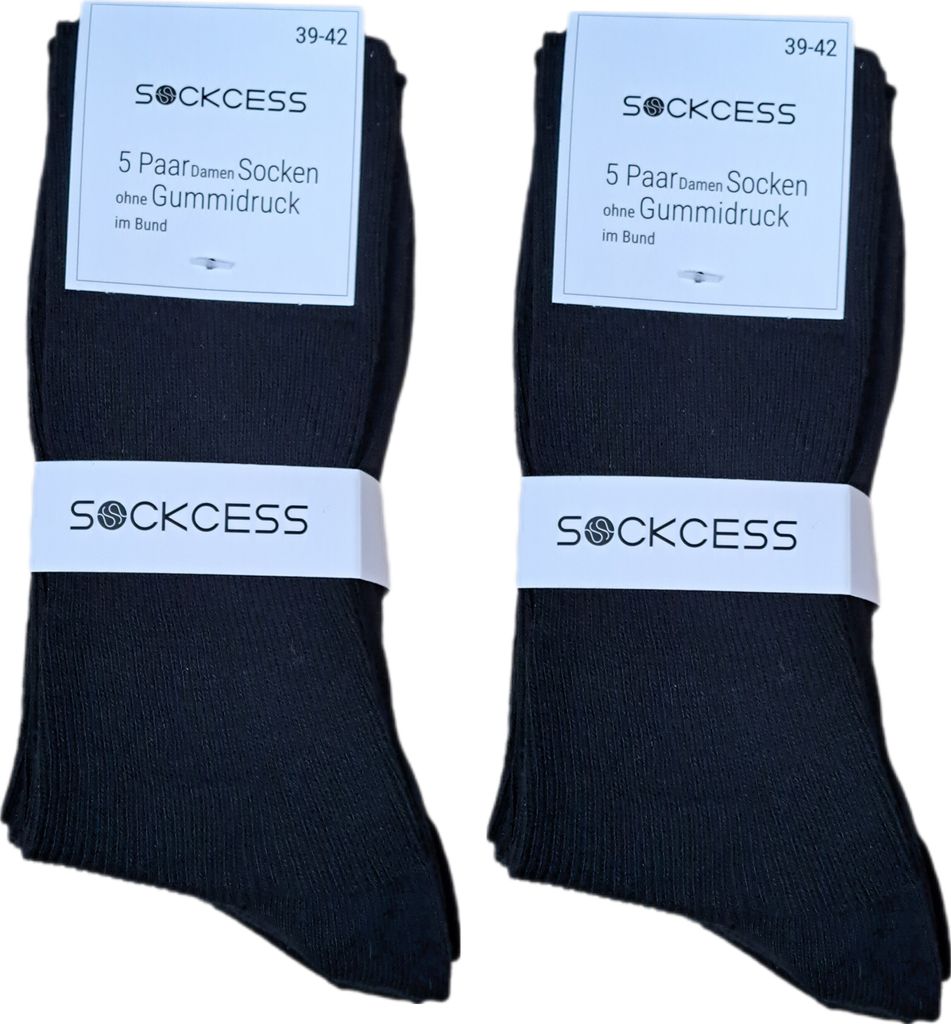 10er Pack Sockcess® schwarze Damen Socken ohne Gummi in Produktbild 