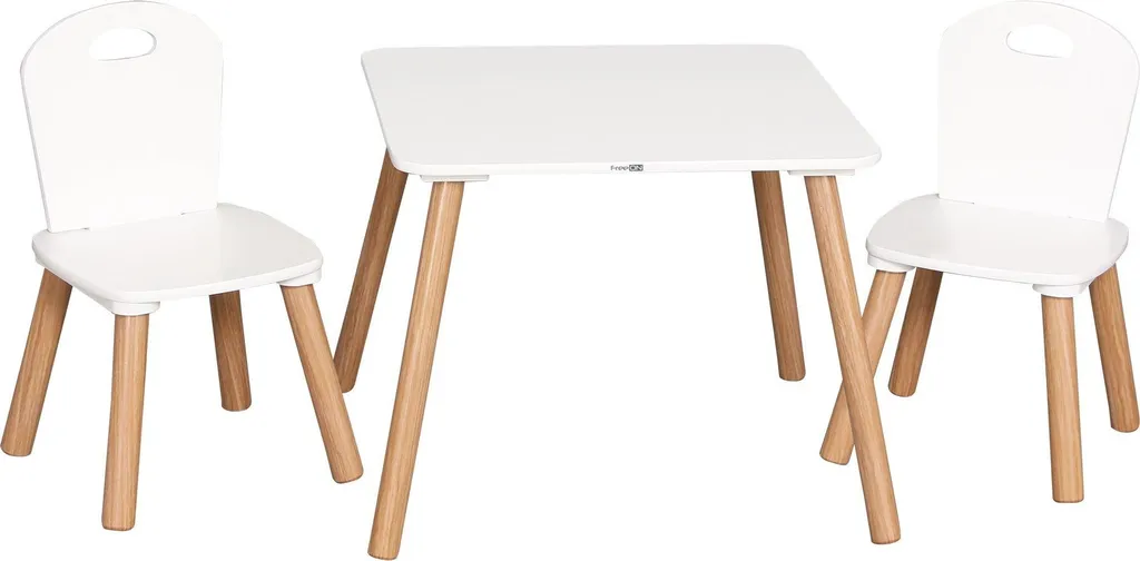 Coin Activité Enfant : Table et Chaises Athena Blanc en Bois Massif