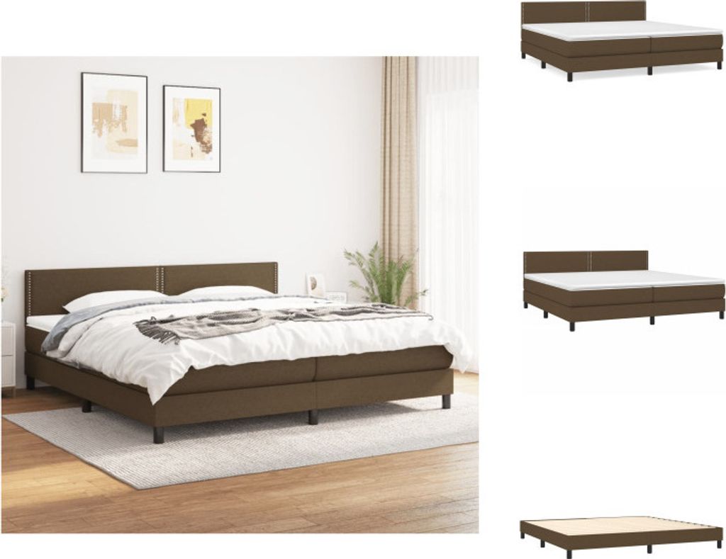 vidaXL Boxspringbett mit Matratze Dunkelbraun 200x200 cm Stoff - Betten & Bettgestelle