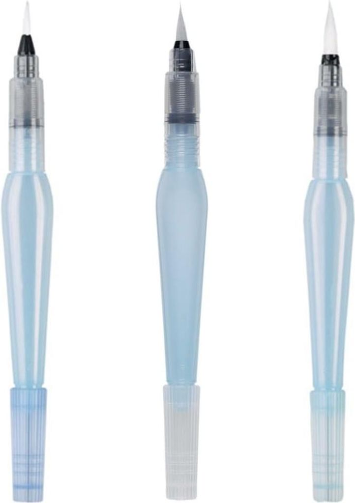 Set von 3 Wasserreservoir-Pinseln für Aquarellfarbe - Feine, Mittlere und Breite Spitzen