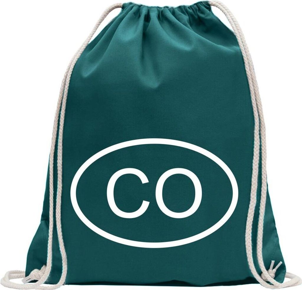 Kiwistar - Turnbeutel - petrol - Kolumbien CO - Fun Rucksack Sport Beutel Gymsack Baumwolle mit Ziehgurt