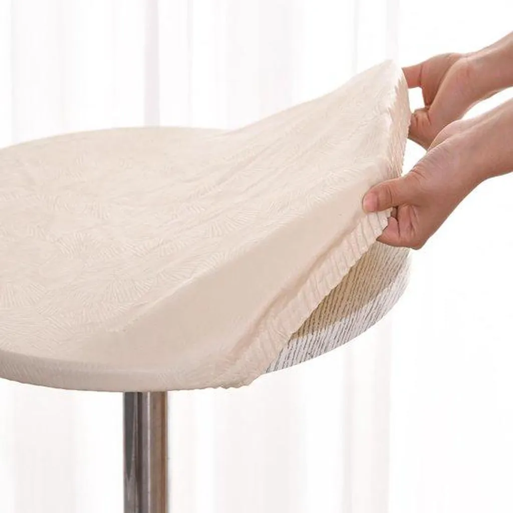 Nappe Élastique Anti-Tache de Graisse Beige 160cm - Vinyle Imperméable